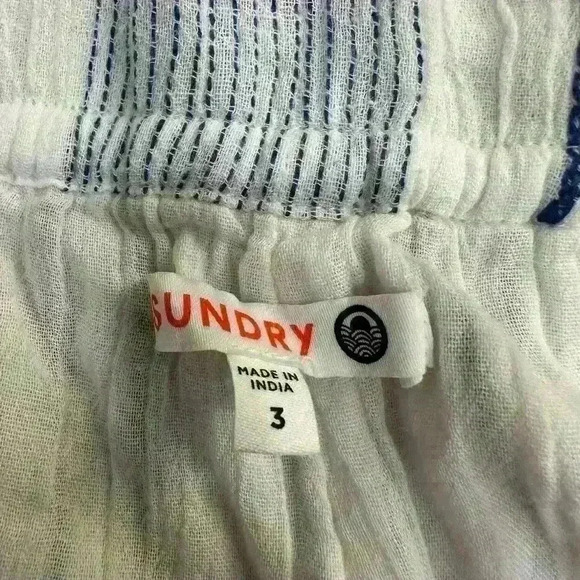 Sundry Striped Wide-Leg Pants Size 3 Women Casual Ankle Linen Pant Boho 35743 - Picture 4 of 5